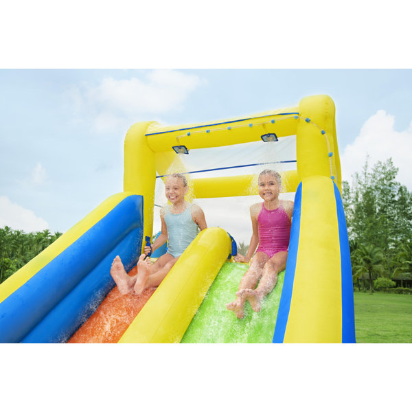 Bestway H2OGO AquaRace Inflatable Outdoor Water Slide Park with Air